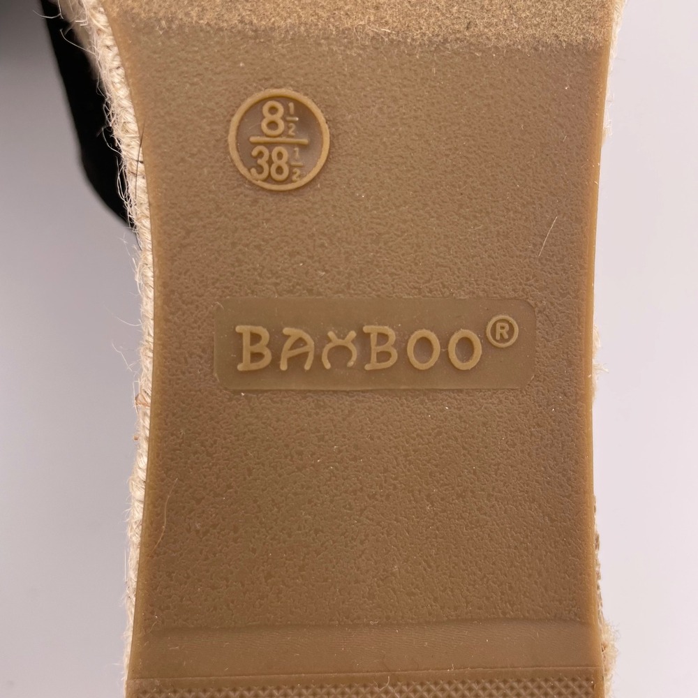 Bamboo Espadrille Wedge Sandals Platform Slides Black Comfort Casual Summer 8.5 - Picture 6 of 6